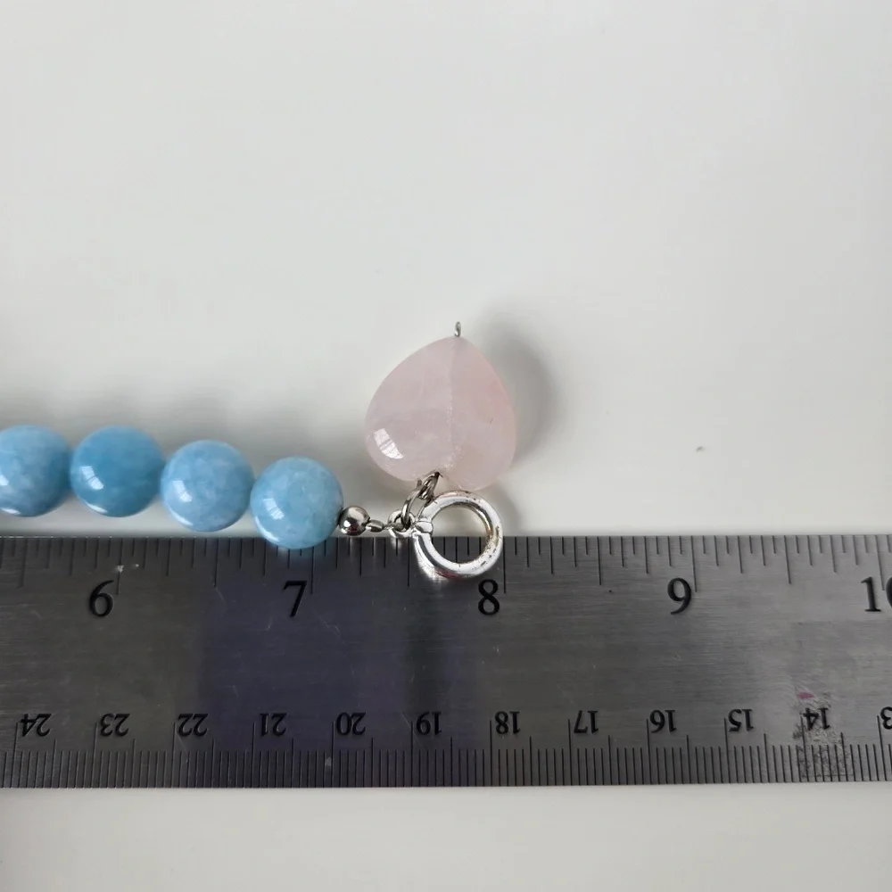 Chic Blue and Pink Beaded Bracelet with Heart Charm